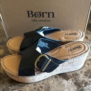 Born Women's Black Wedge Sandals